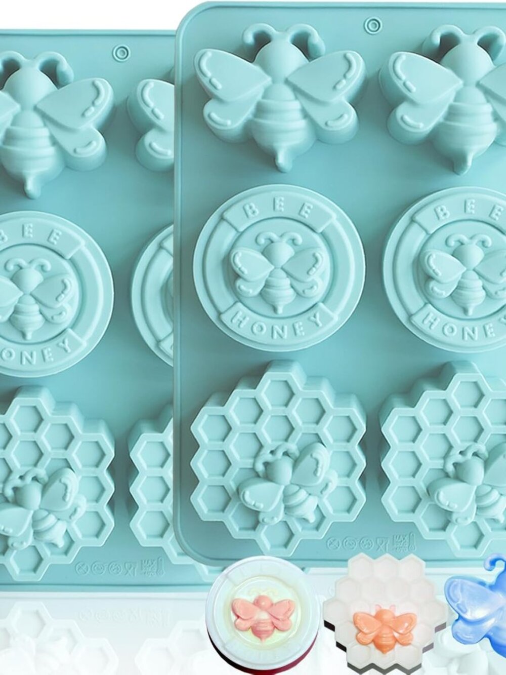 2Pcs Bee Silicone Molds Honeybee Bee Soap Molds for Soap Making
